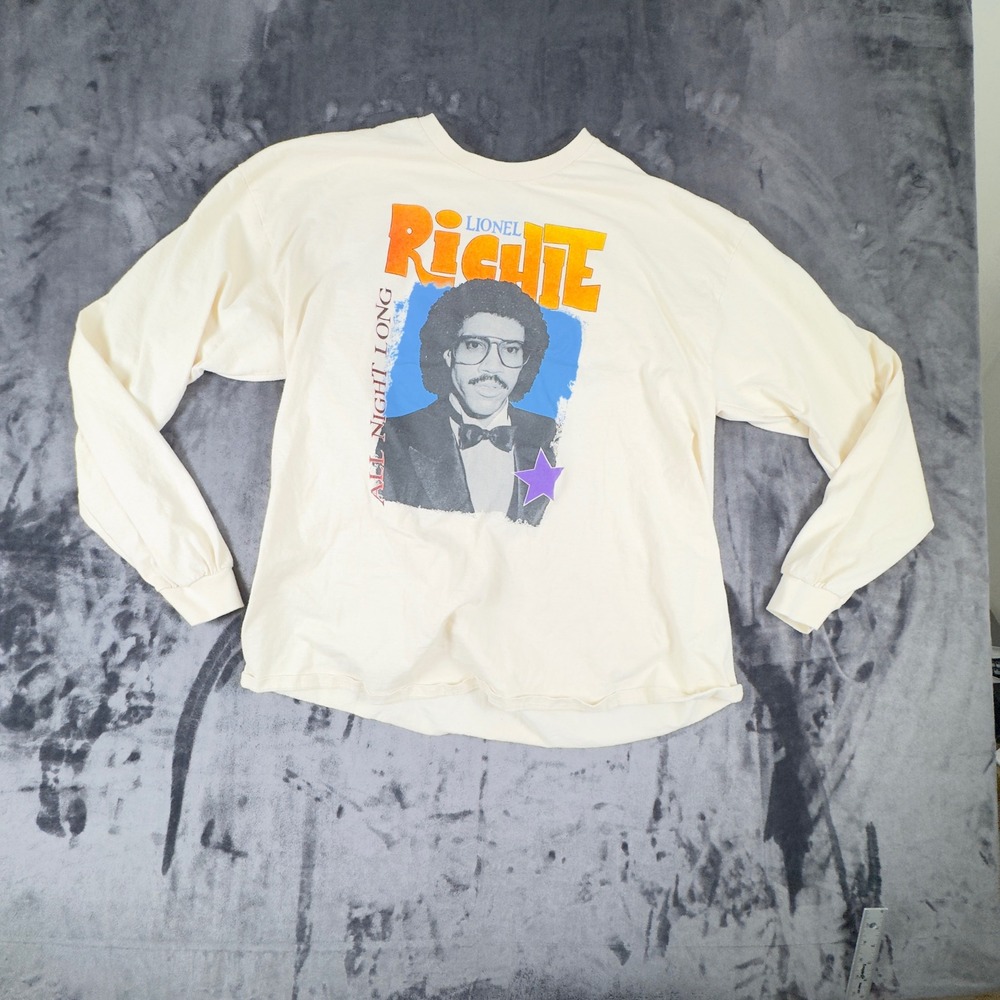 Lionel Richie Graphic T-Shirt Mens 2XL Cream All Night Long Tour 2023 LS Shirt